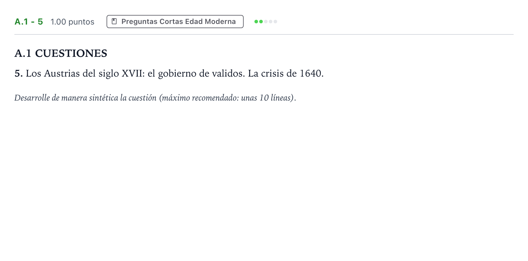 Enunciado: Ejercicio A.1 - 5 · Historia de España PAU Madrid Ordinaria Lunes 2023