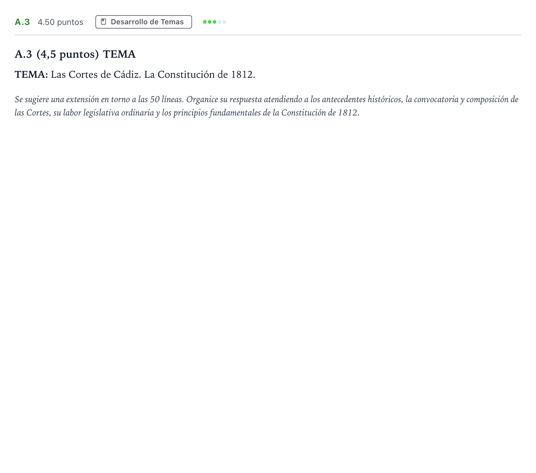 Enunciado: Ejercicio A.3 · Historia de España PAU Madrid Ordinaria Lunes 2023