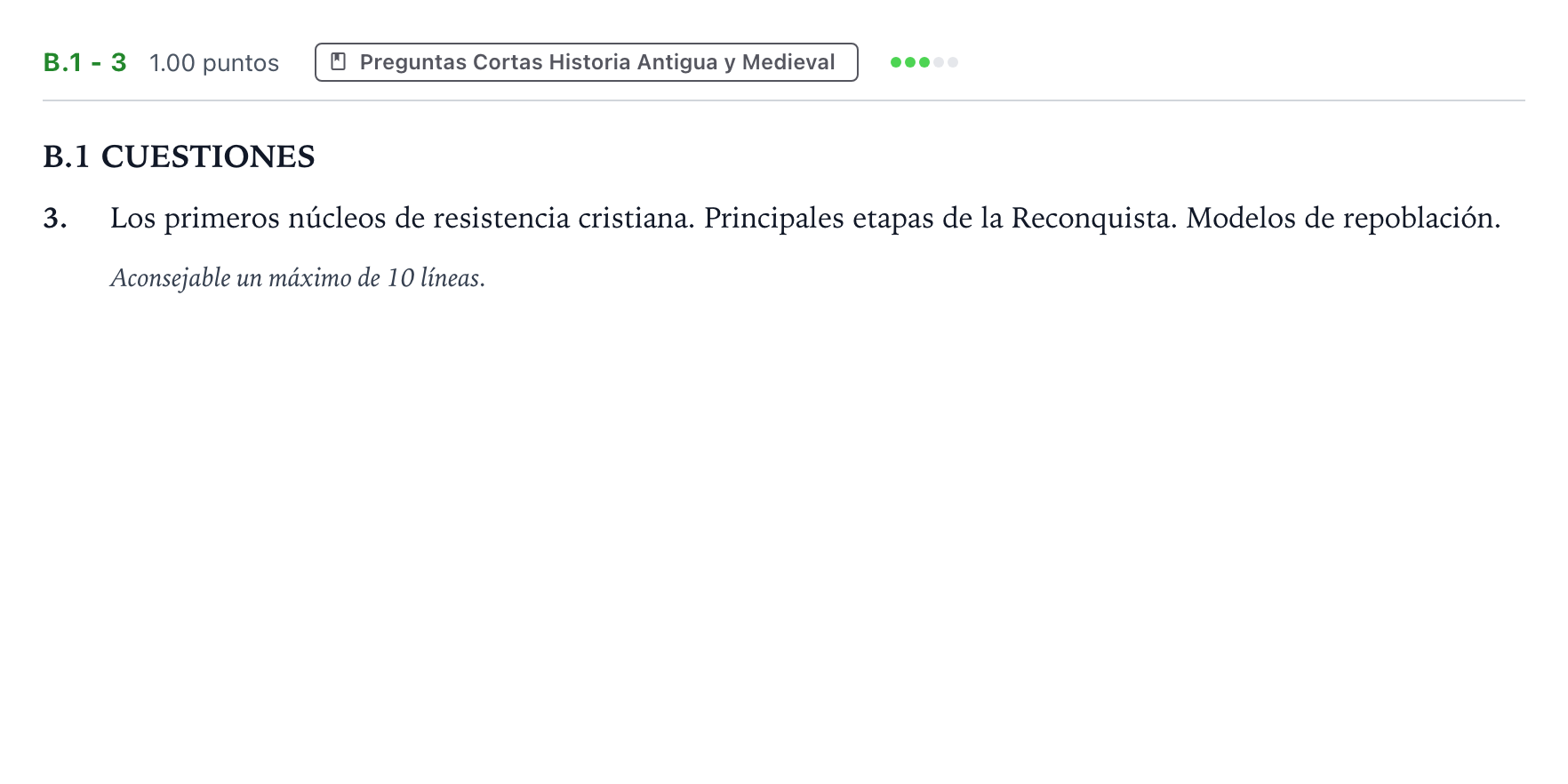 Enunciado: Ejercicio B.1 - 3 · Historia de España PAU Madrid Ordinaria Lunes 2023