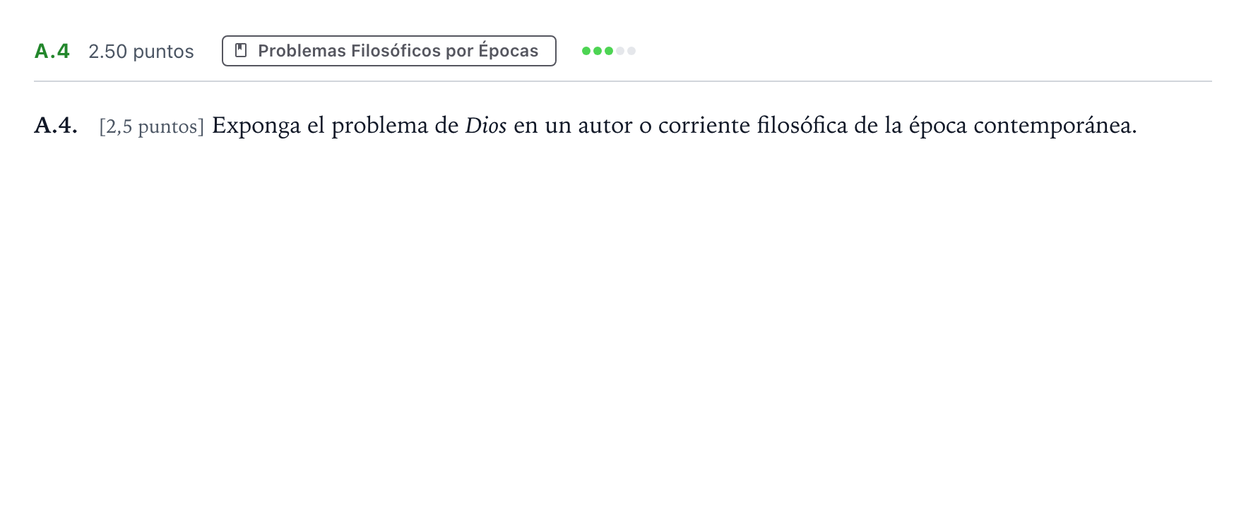 Enunciado: Ejercicio A.4 · Historia de la Filosofía PAU Madrid Modelo 2023