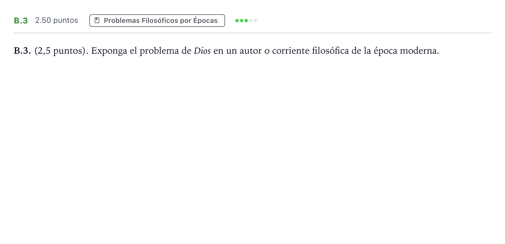 Enunciado: Ejercicio B.3 · Historia de la Filosofía PAU Madrid Modelo 2023