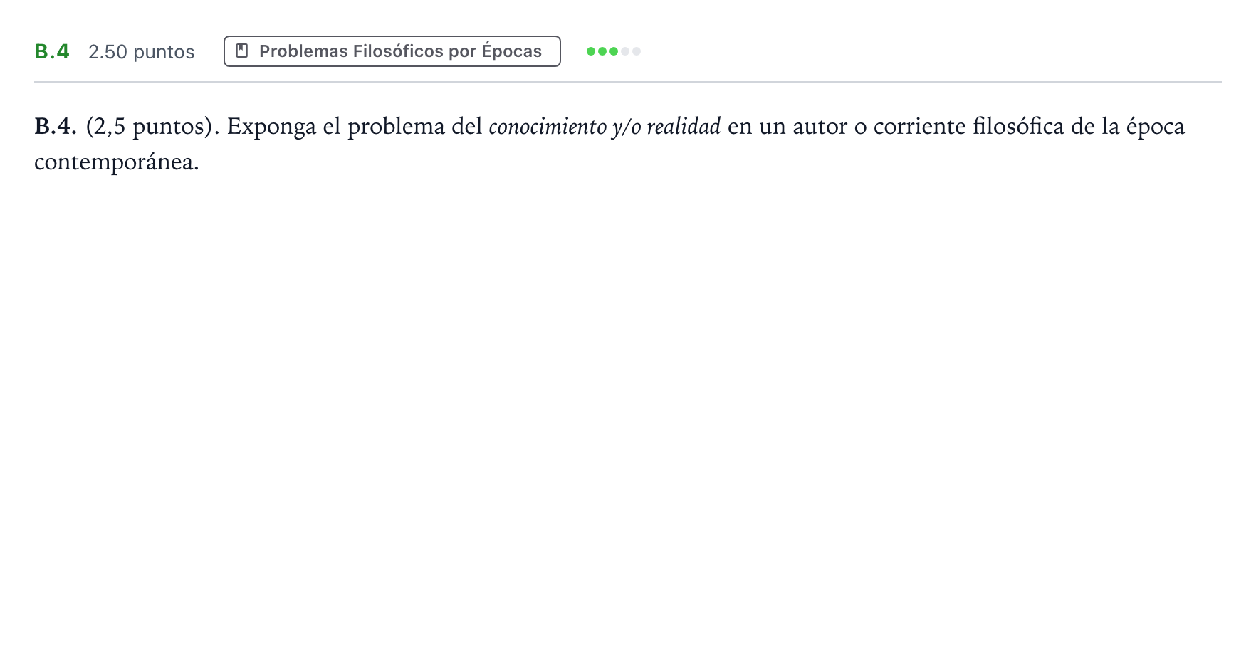 Enunciado: Ejercicio B.4 · Historia de la Filosofía PAU Madrid Modelo 2023