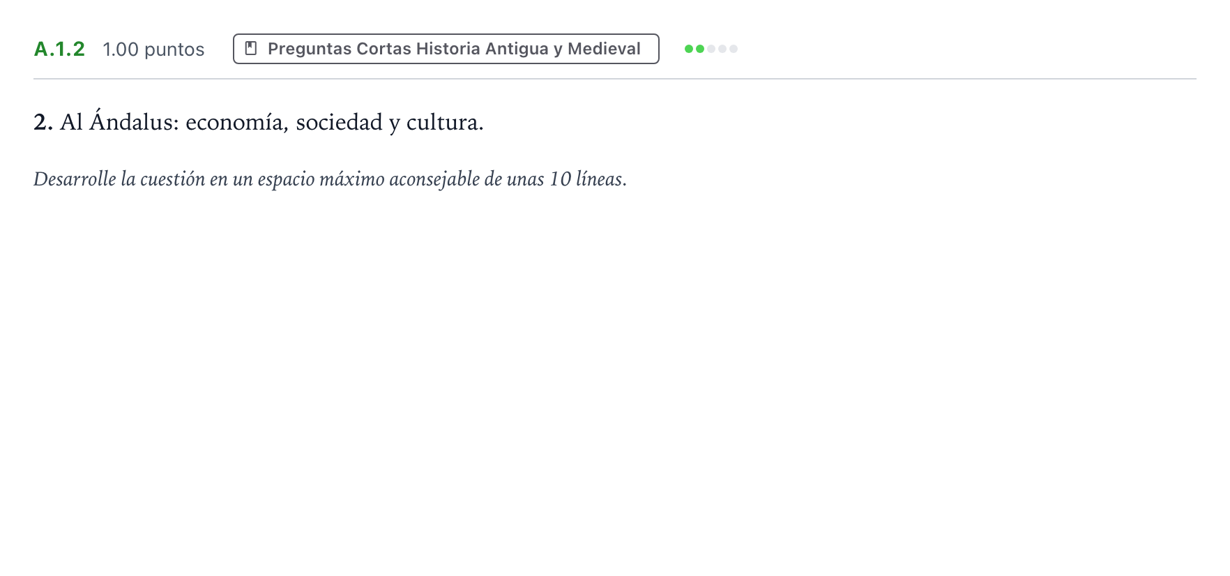 Enunciado: Ejercicio A.1.2 · Historia de España PAU Madrid Ordinaria Martes 2023