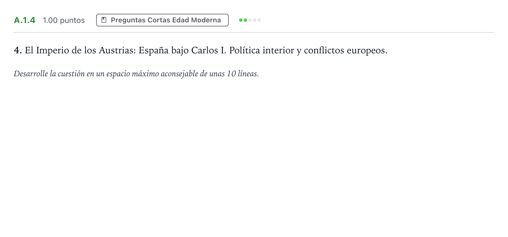 Enunciado: Ejercicio A.1.4 · Historia de España PAU Madrid Ordinaria Martes 2023