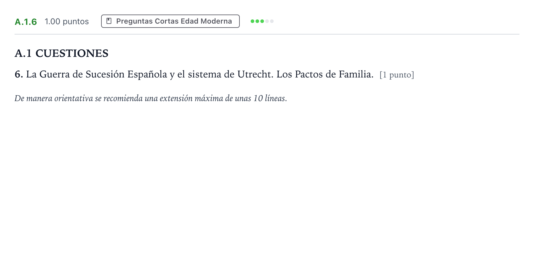 Enunciado: Ejercicio A.1.6 · Historia de España PAU Madrid Ordinaria Martes 2023