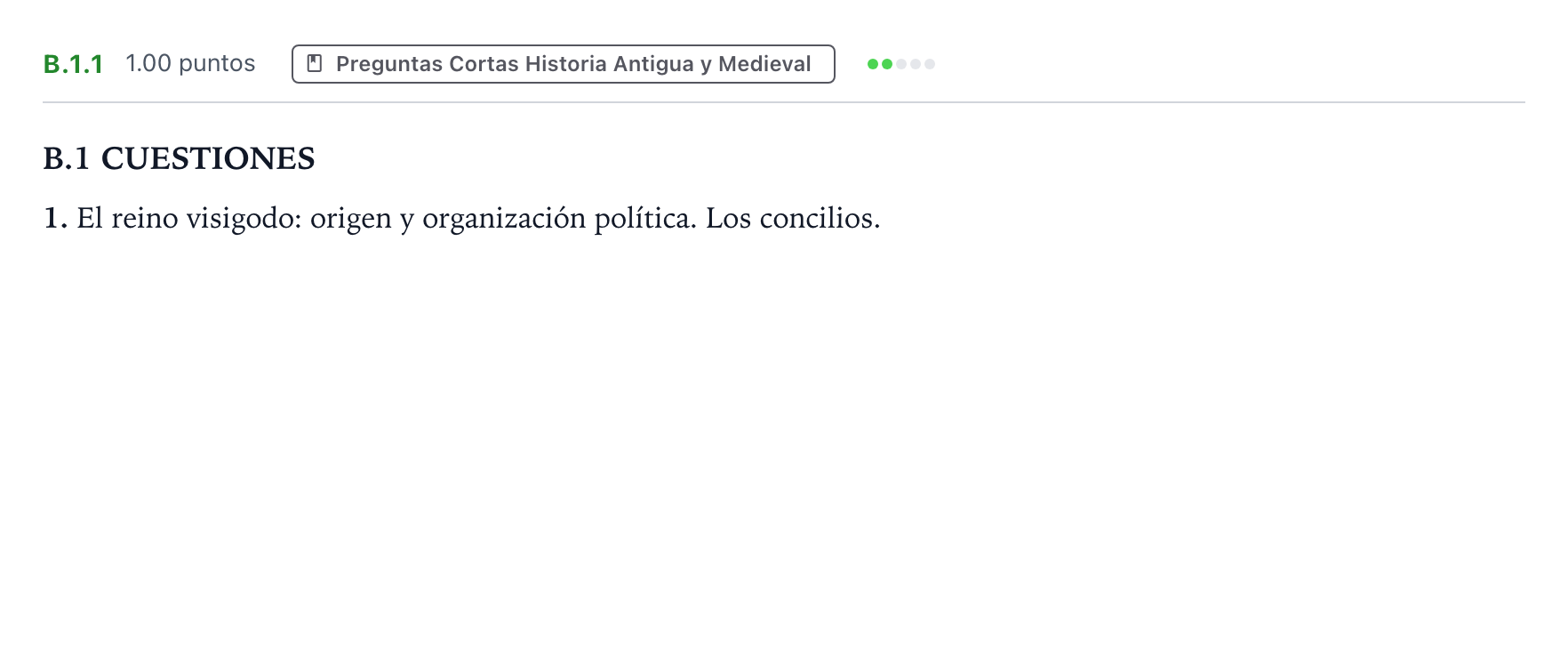 Enunciado: Ejercicio B.1.1 · Historia de España PAU Madrid Ordinaria Martes 2023