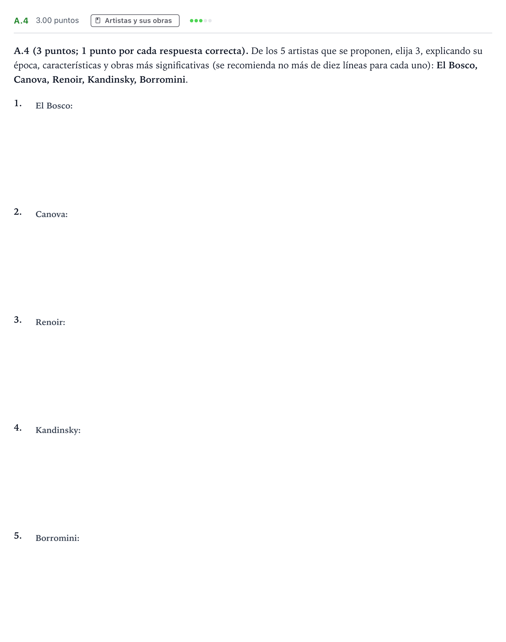 Enunciado: Ejercicio A.4 · Historia del Arte PAU Madrid Extraordinaria 2023
