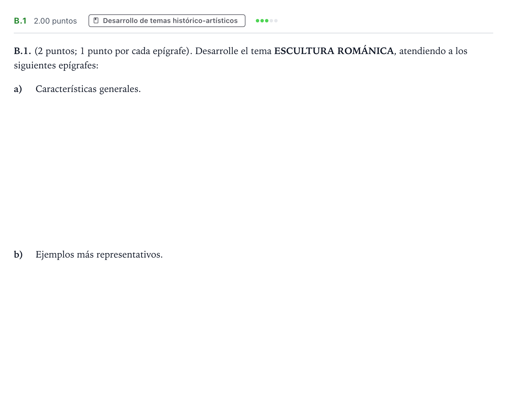 Enunciado: Ejercicio B.1 · Historia del Arte PAU Madrid Extraordinaria 2023