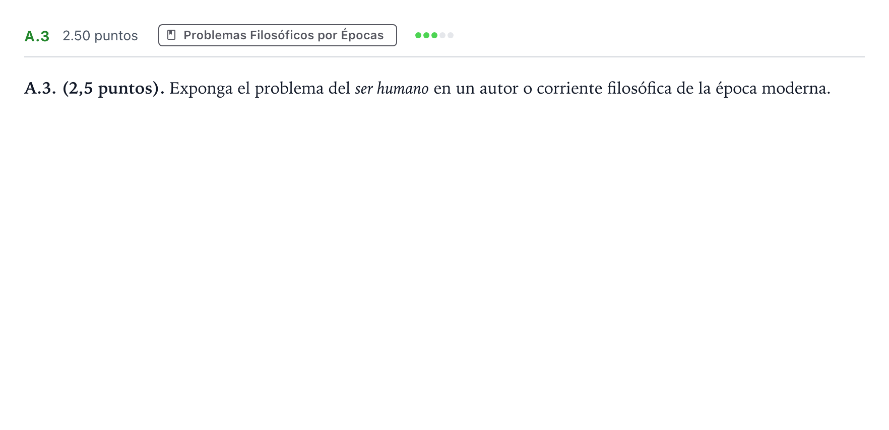 Enunciado: Ejercicio A.3 · Historia de la Filosofía PAU Madrid Ordinaria 2023