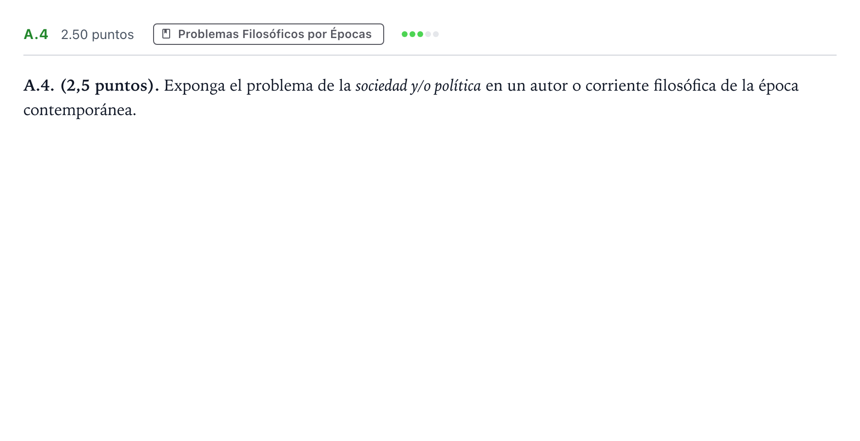 Enunciado: Ejercicio A.4 · Historia de la Filosofía PAU Madrid Ordinaria 2023