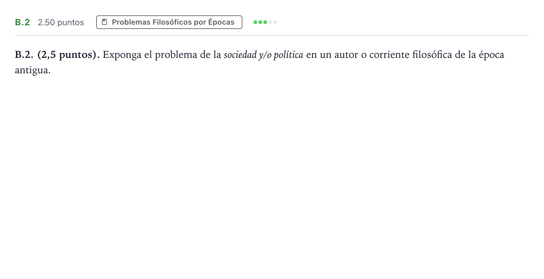 Enunciado: Ejercicio B.2 · Historia de la Filosofía PAU Madrid Ordinaria 2023