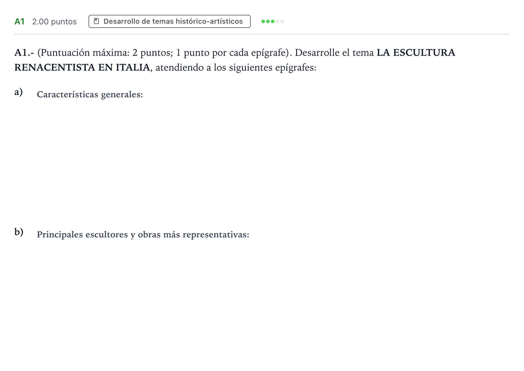 Enunciado: Ejercicio A1 · Historia del Arte PAU Madrid Modelo 2023