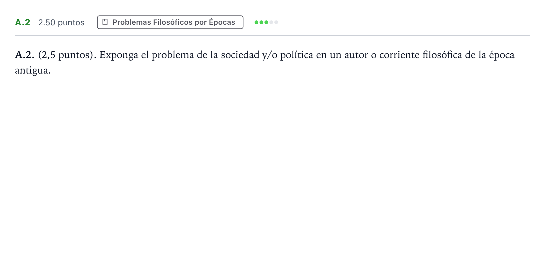 Enunciado: Ejercicio A.2 · Historia de la Filosofía PAU Madrid Ordinaria Coincidencias 2023