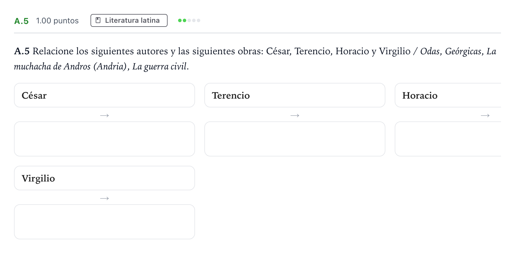 Enunciado: Ejercicio A.5 · Latín II PAU Madrid Extraordinaria 2023