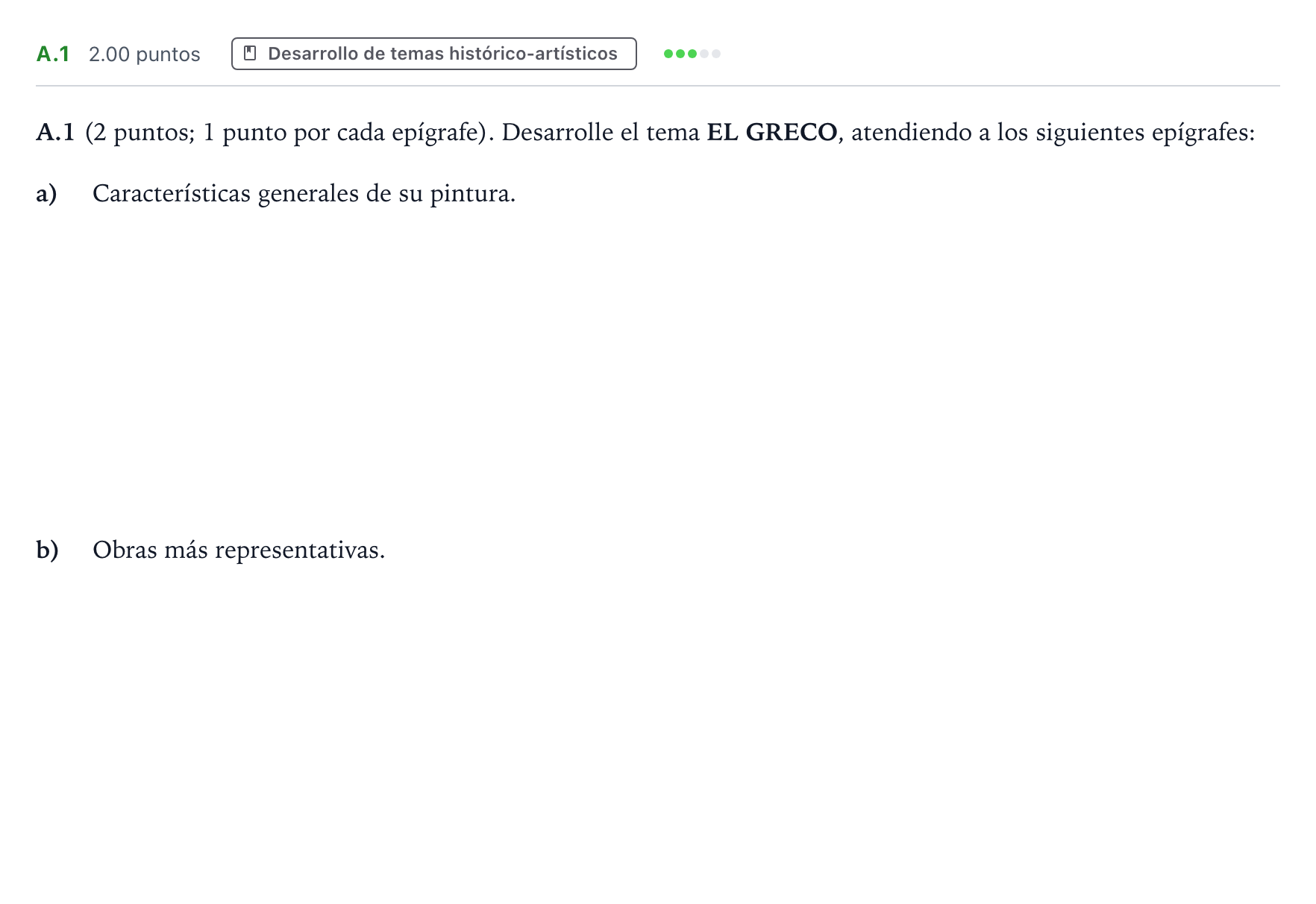 Enunciado: Ejercicio A.1 · Historia del Arte PAU Madrid Ordinaria 2023