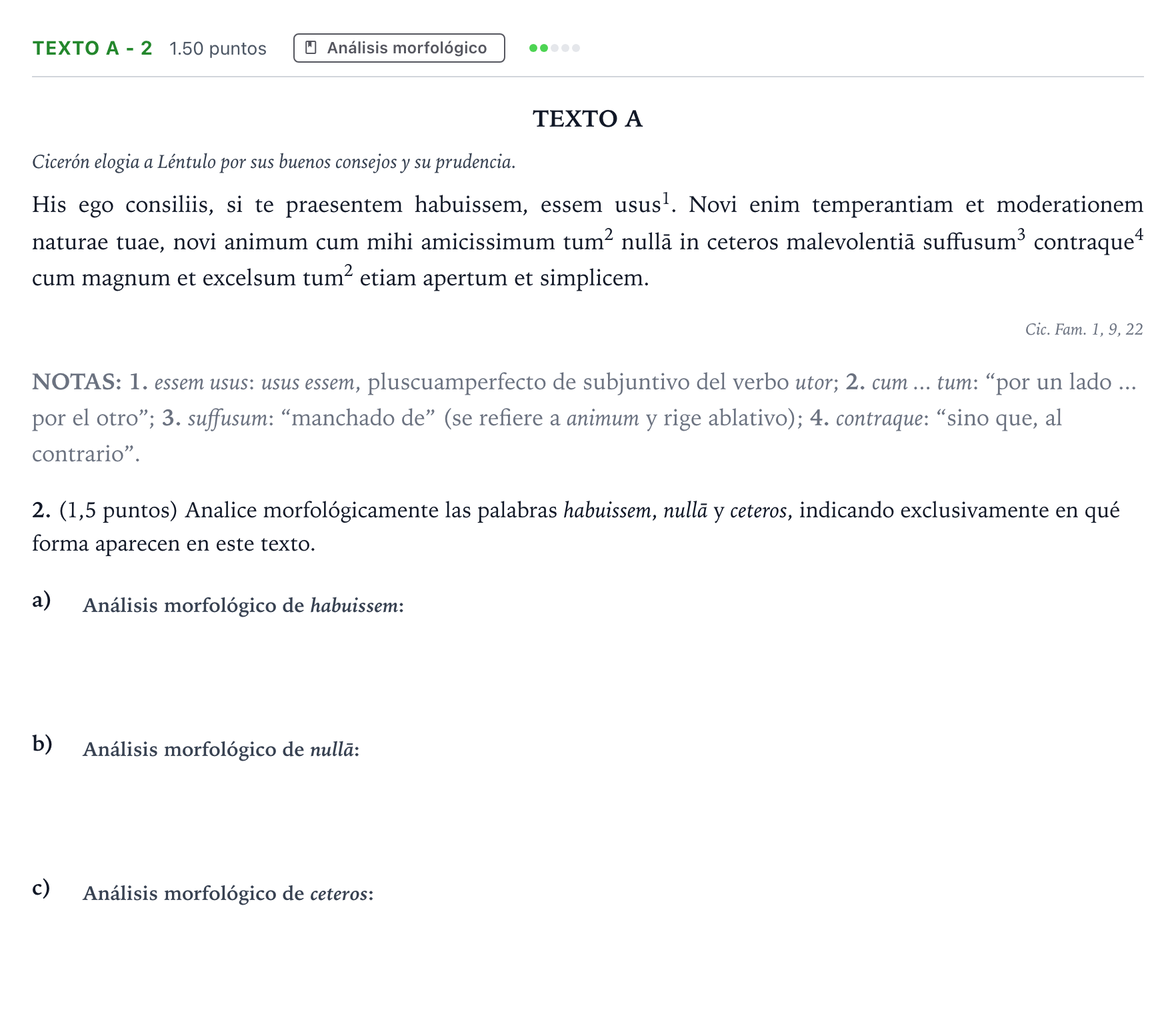 Enunciado: Ejercicio Texto A - 2 · Latín II PAU Madrid Modelo 2023
