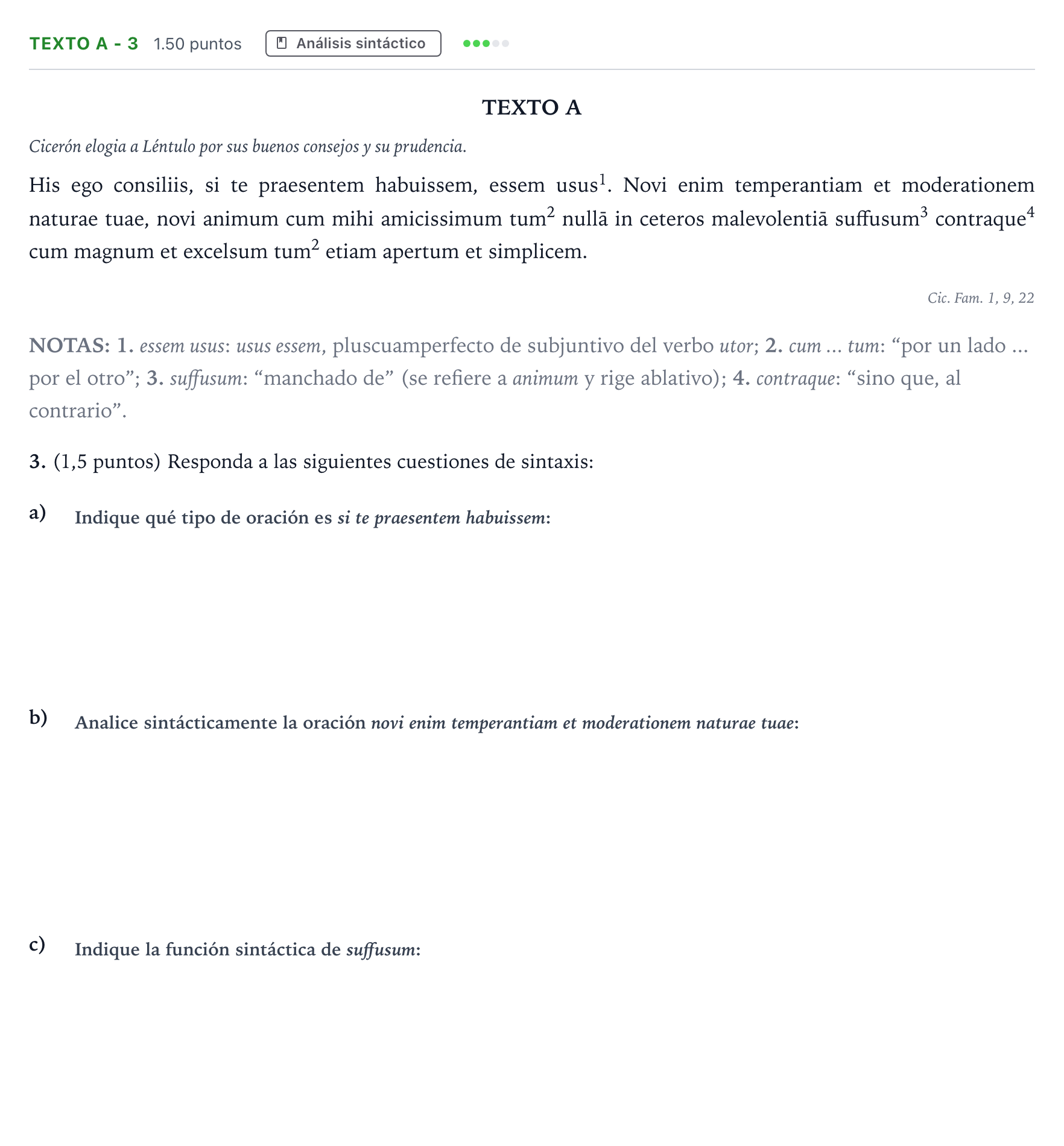 Enunciado: Ejercicio Texto A - 3 · Latín II PAU Madrid Modelo 2023