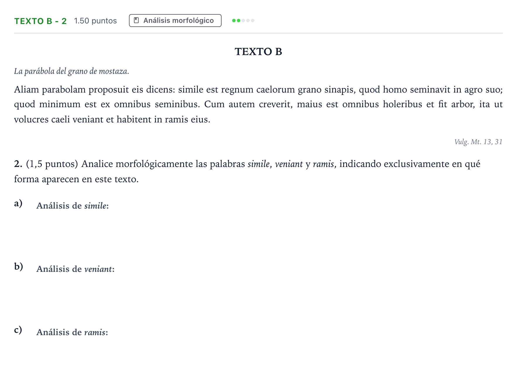 Enunciado: Ejercicio Texto B - 2 · Latín II PAU Madrid Modelo 2023