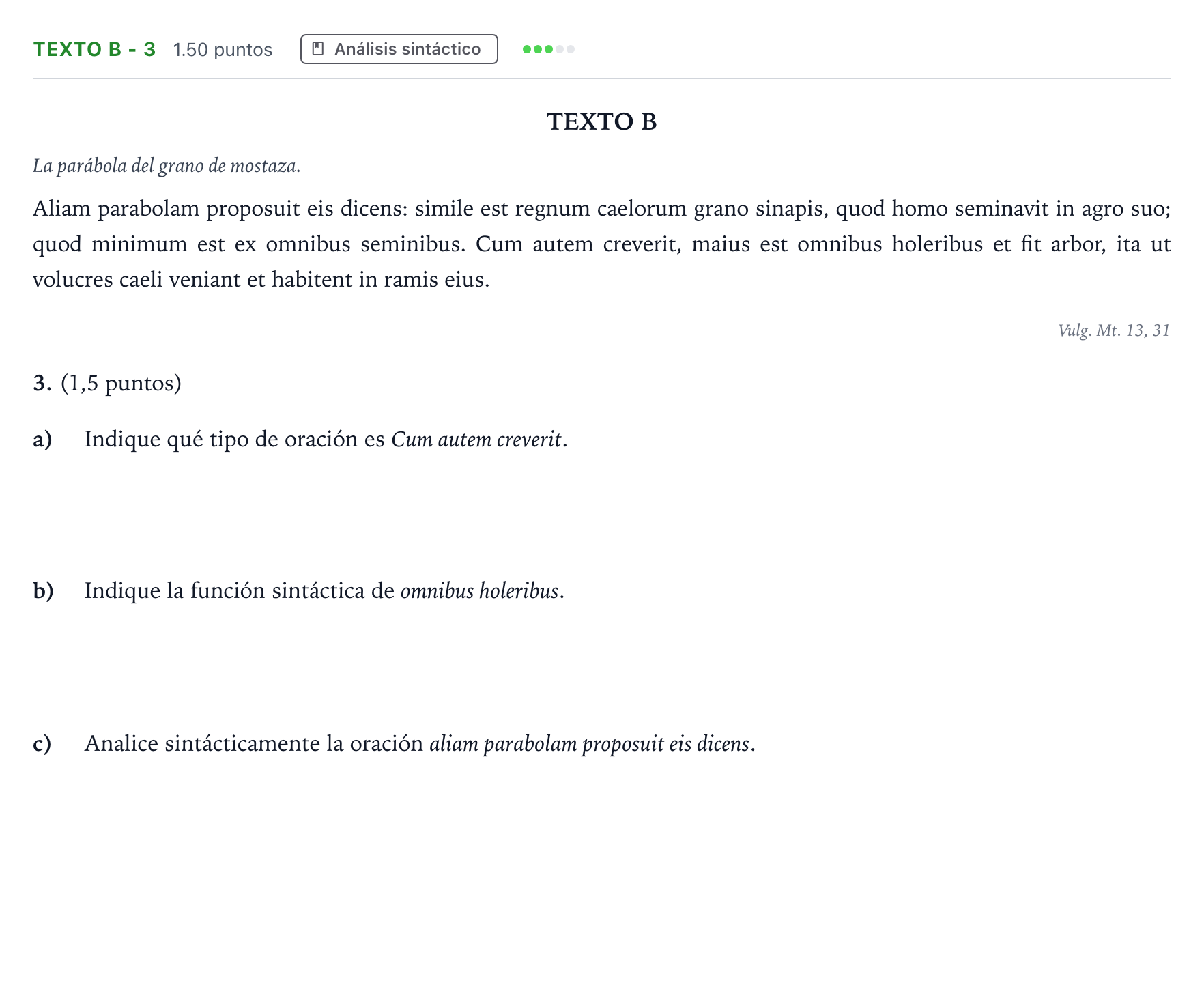 Enunciado: Ejercicio Texto B - 3 · Latín II PAU Madrid Modelo 2023