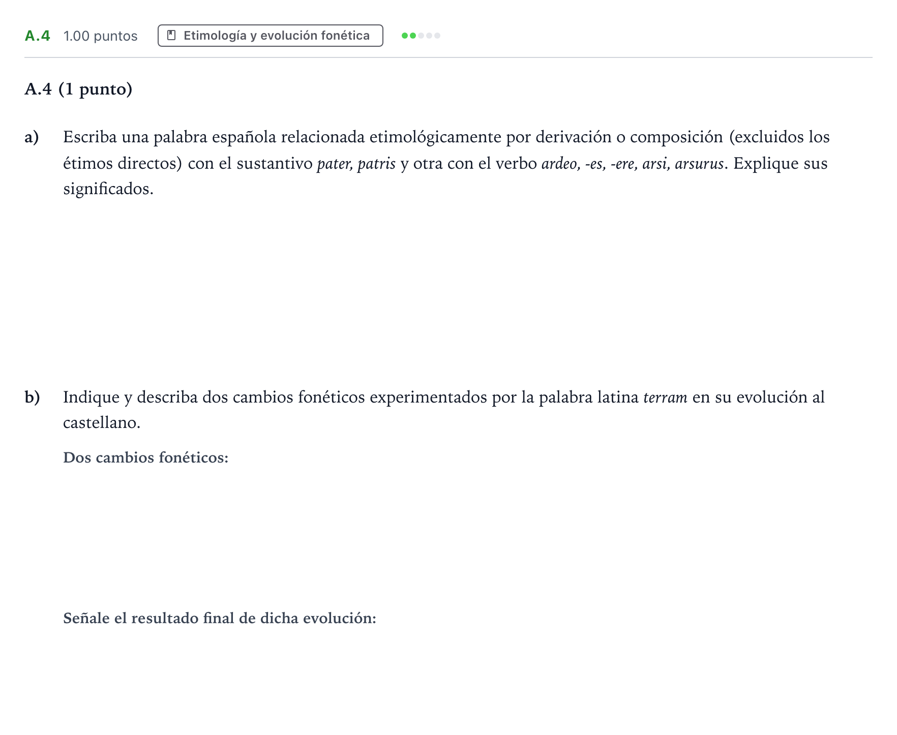 Enunciado: Ejercicio A.4 · Latín II PAU Madrid Ordinaria 2023
