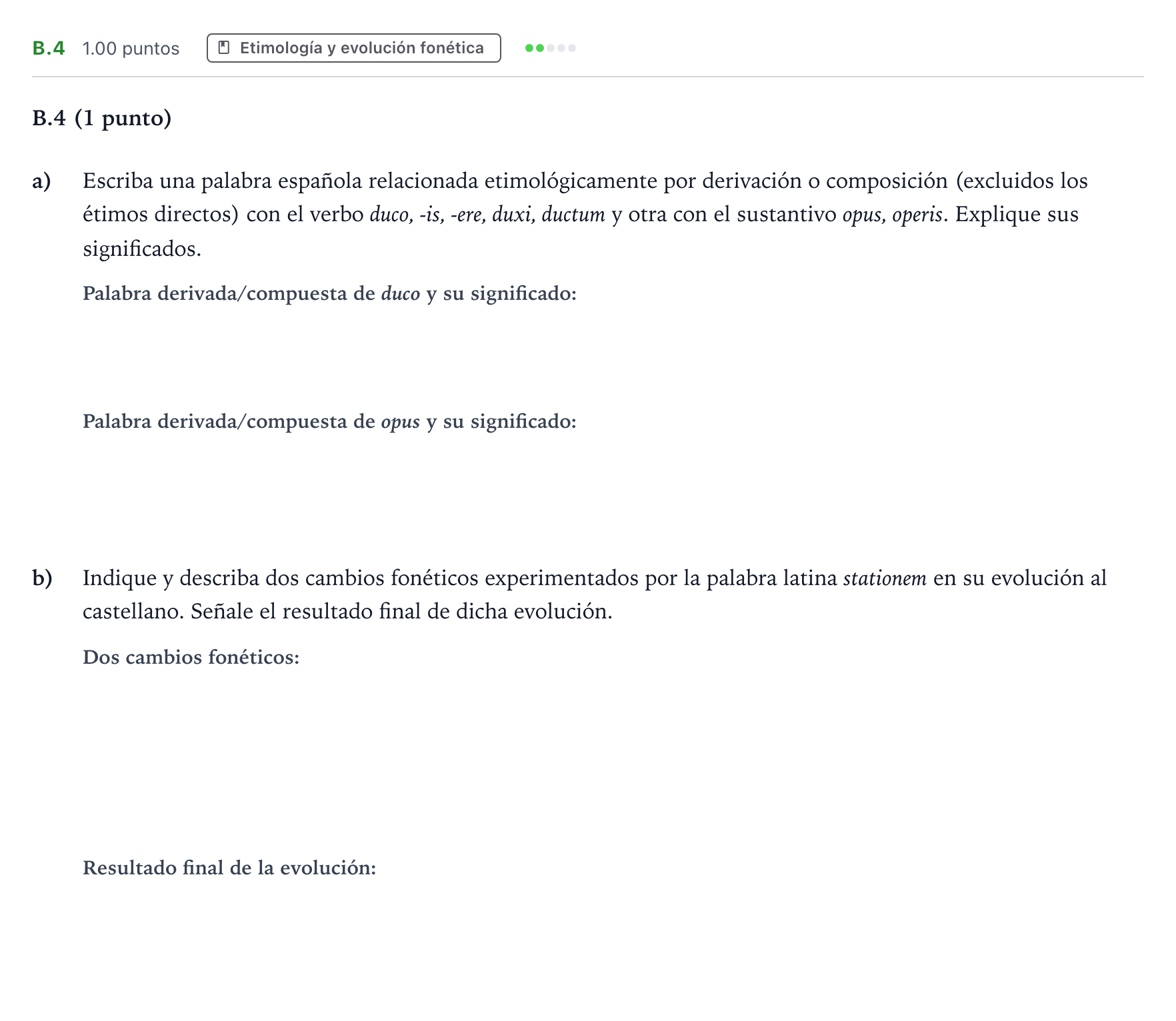 Enunciado: Ejercicio B.4 · Latín II PAU Madrid Ordinaria 2023