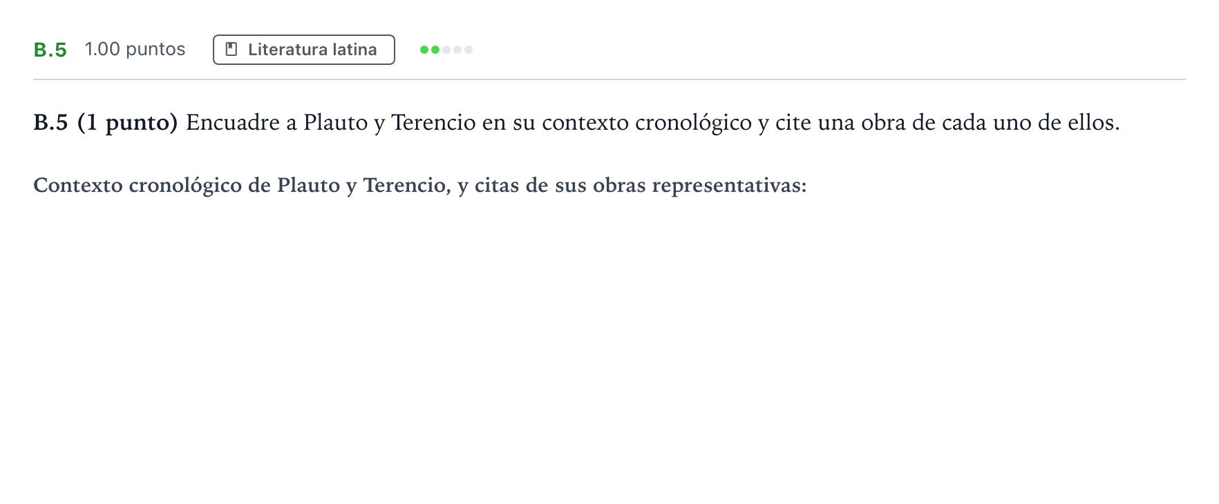 Enunciado: Ejercicio B.5 · Latín II PAU Madrid Ordinaria 2023