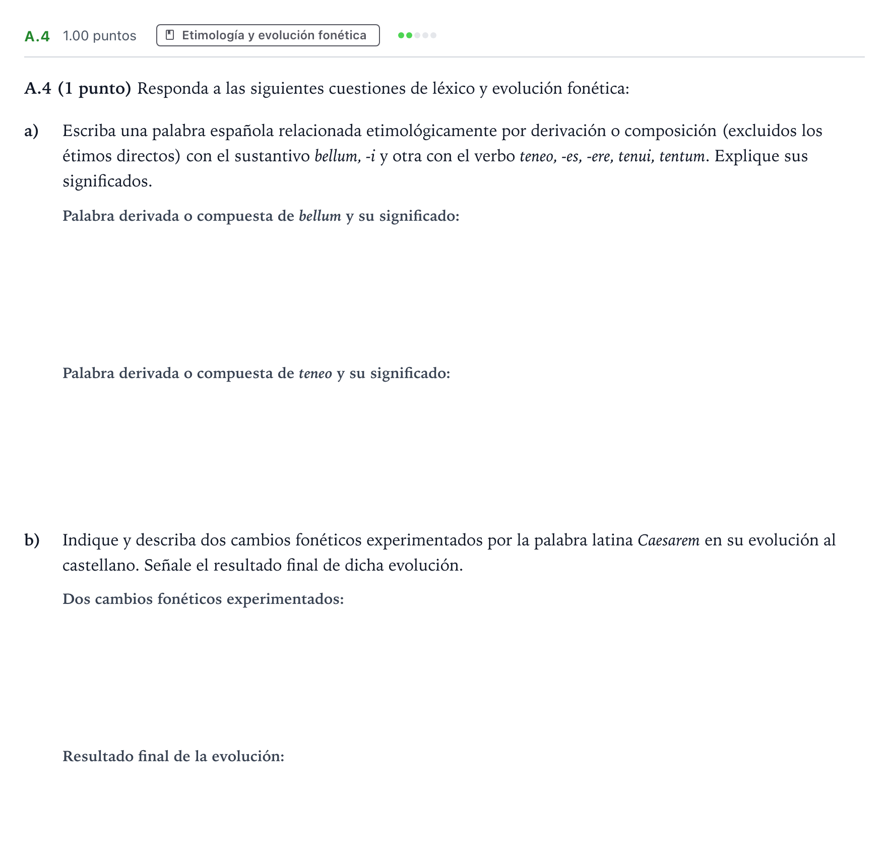 Enunciado: Ejercicio A.4 · Latín II PAU Madrid Ordinaria Coincidencias 2023