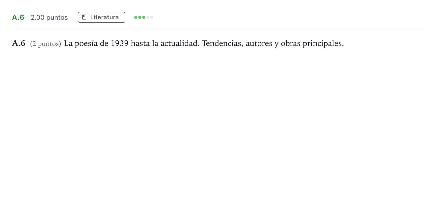 Enunciado: Ejercicio A.6 · Lengua Castellana y Literatura II PAU Madrid Modelo 2023