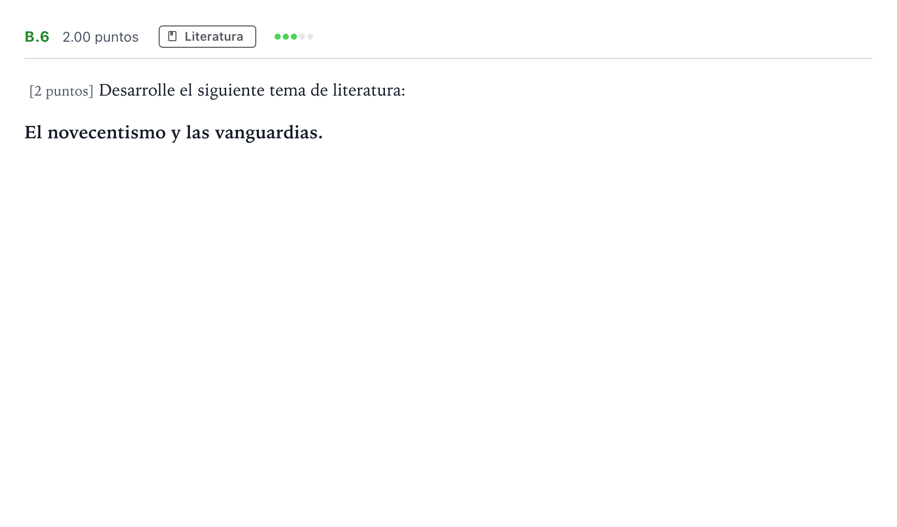 Enunciado: Ejercicio B.6 · Lengua Castellana y Literatura II PAU Madrid Modelo 2023
