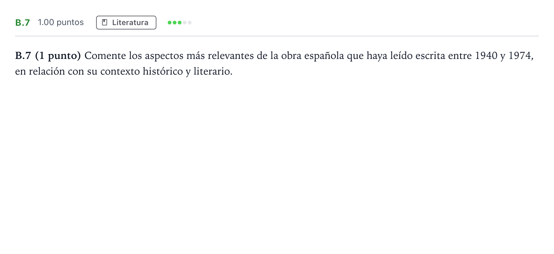 Enunciado: Ejercicio B.7 · Lengua Castellana y Literatura II PAU Madrid Modelo 2023