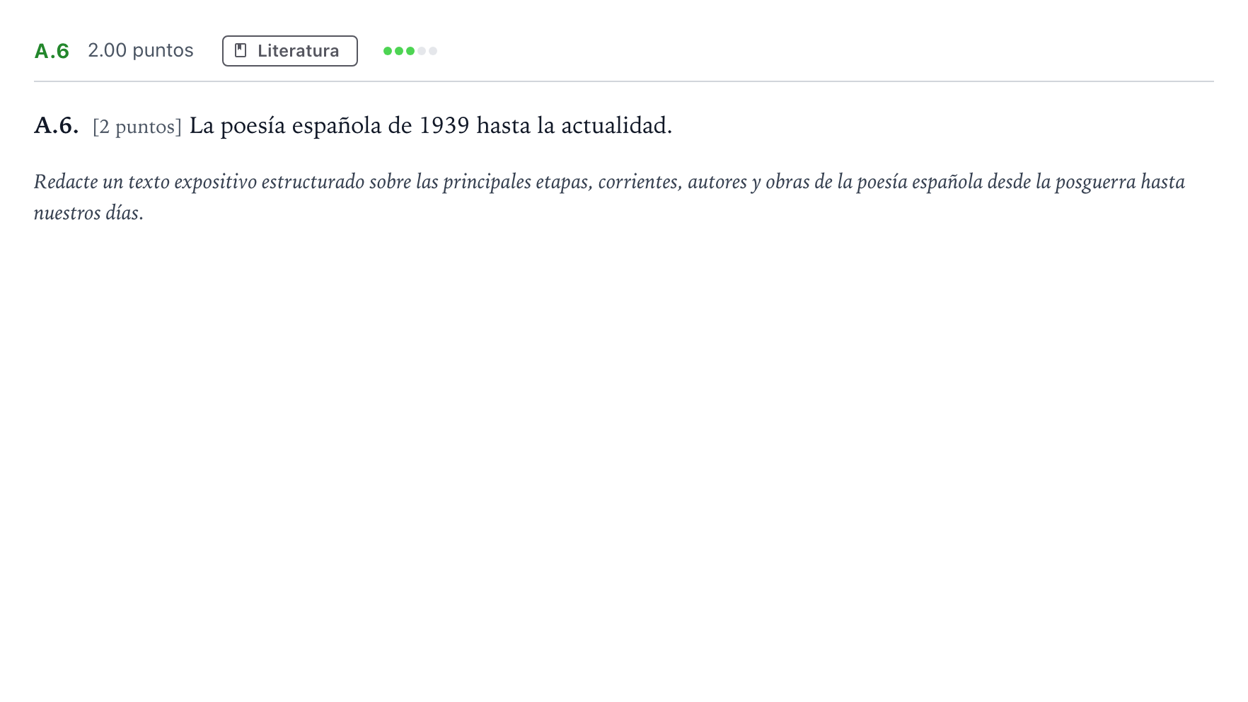 Enunciado: Ejercicio A.6 · Lengua Castellana y Literatura II PAU Madrid Ordinaria Coincidencias 2023