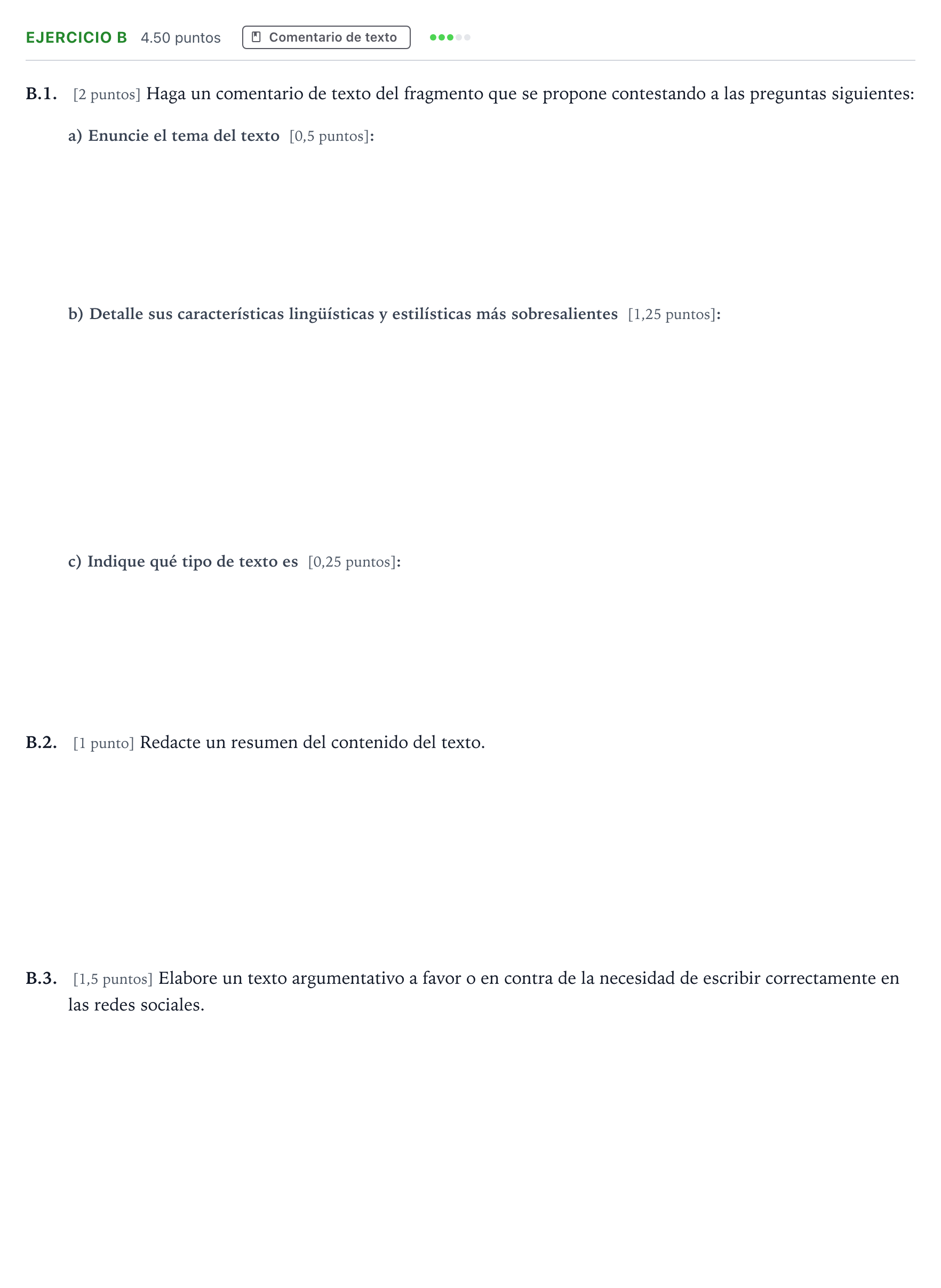Enunciado: Ejercicio B · Lengua Castellana y Literatura II PAU Madrid Ordinaria Coincidencias 2023
