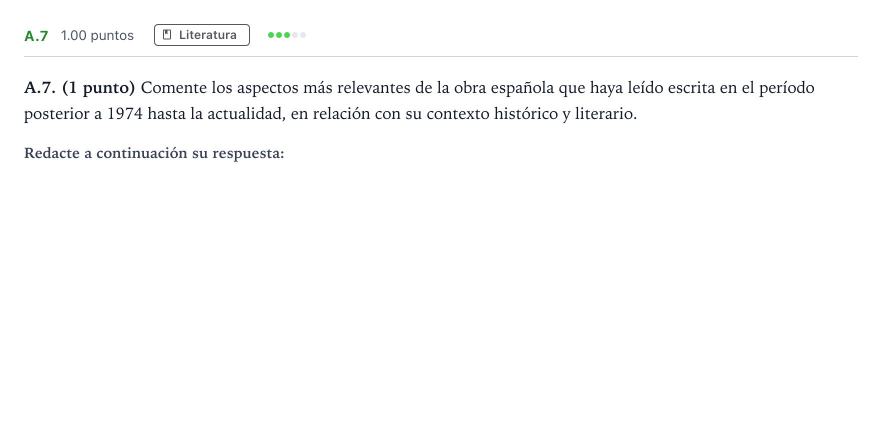 Enunciado: Ejercicio A.7 · Lengua Castellana y Literatura II PAU Madrid Ordinaria Lunes 2023