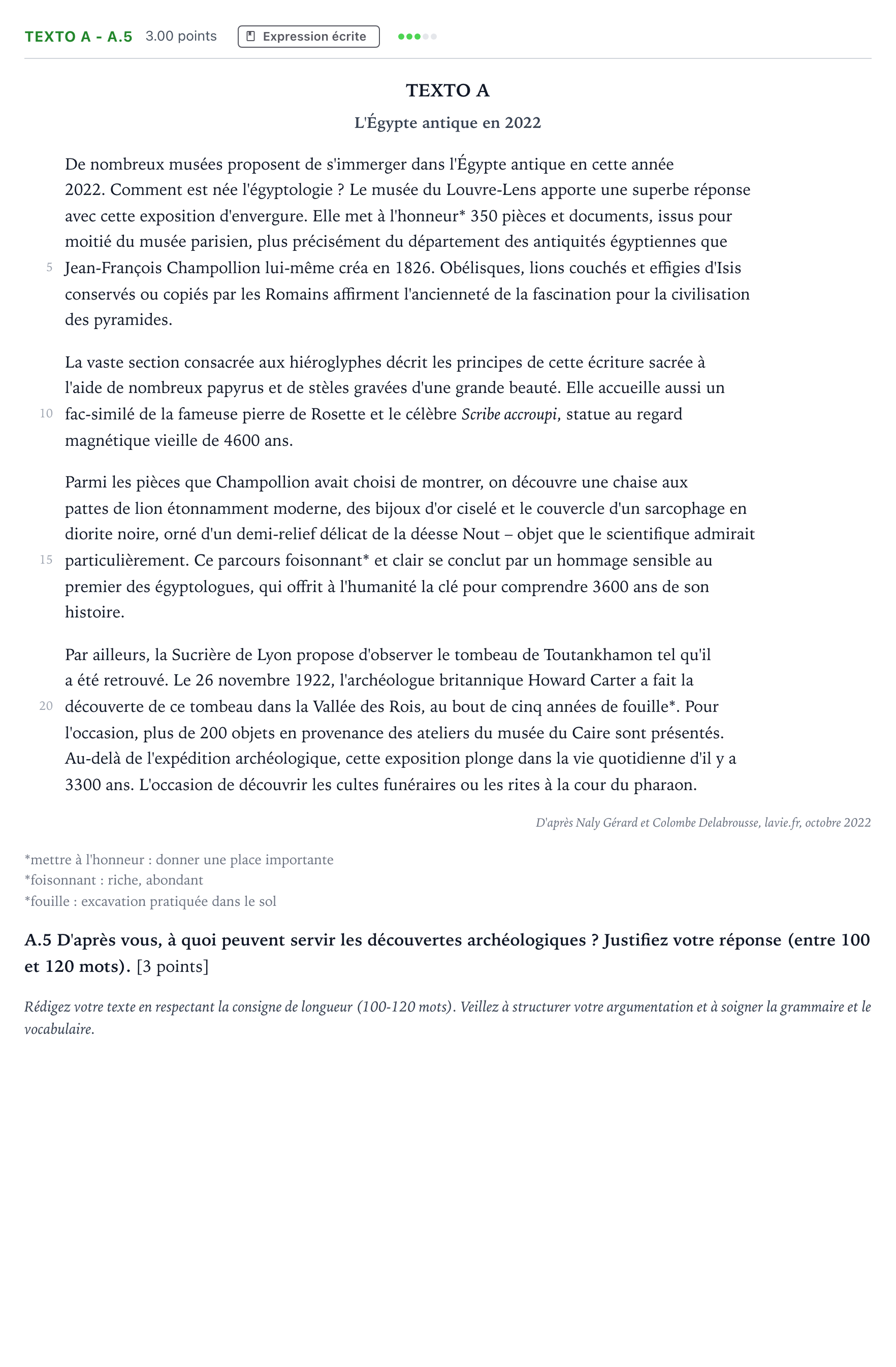 Enunciado: Ejercicio Texto A - A.5 · Francés PAU Madrid Extraordinaria 2023