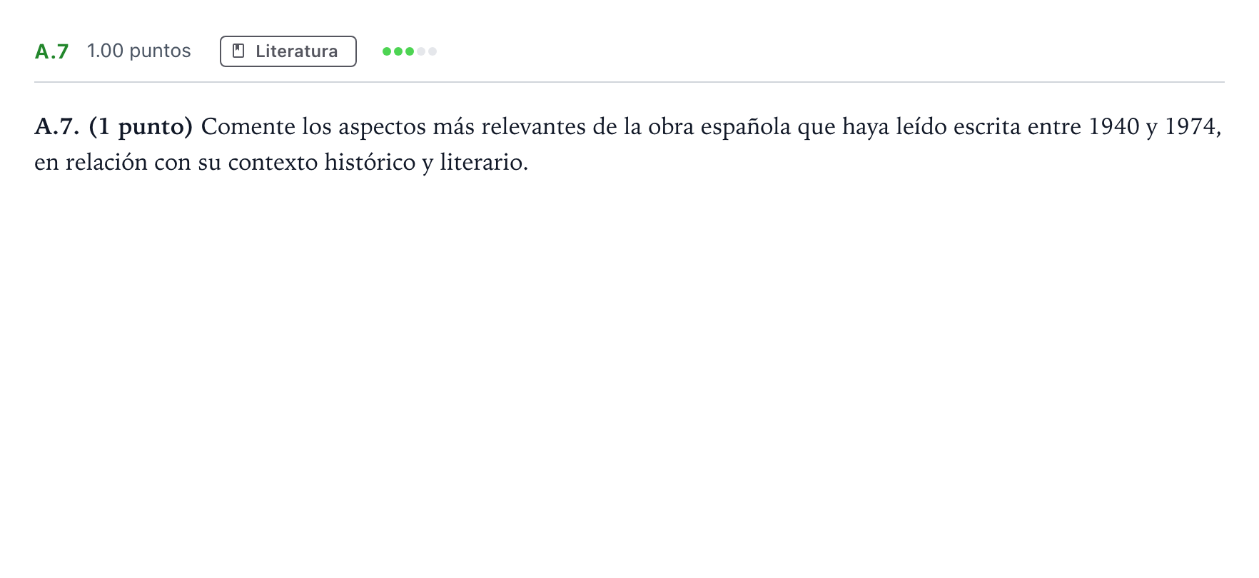 Enunciado: Ejercicio A.7 · Lengua Castellana y Literatura II PAU Madrid Ordinaria Martes 2023