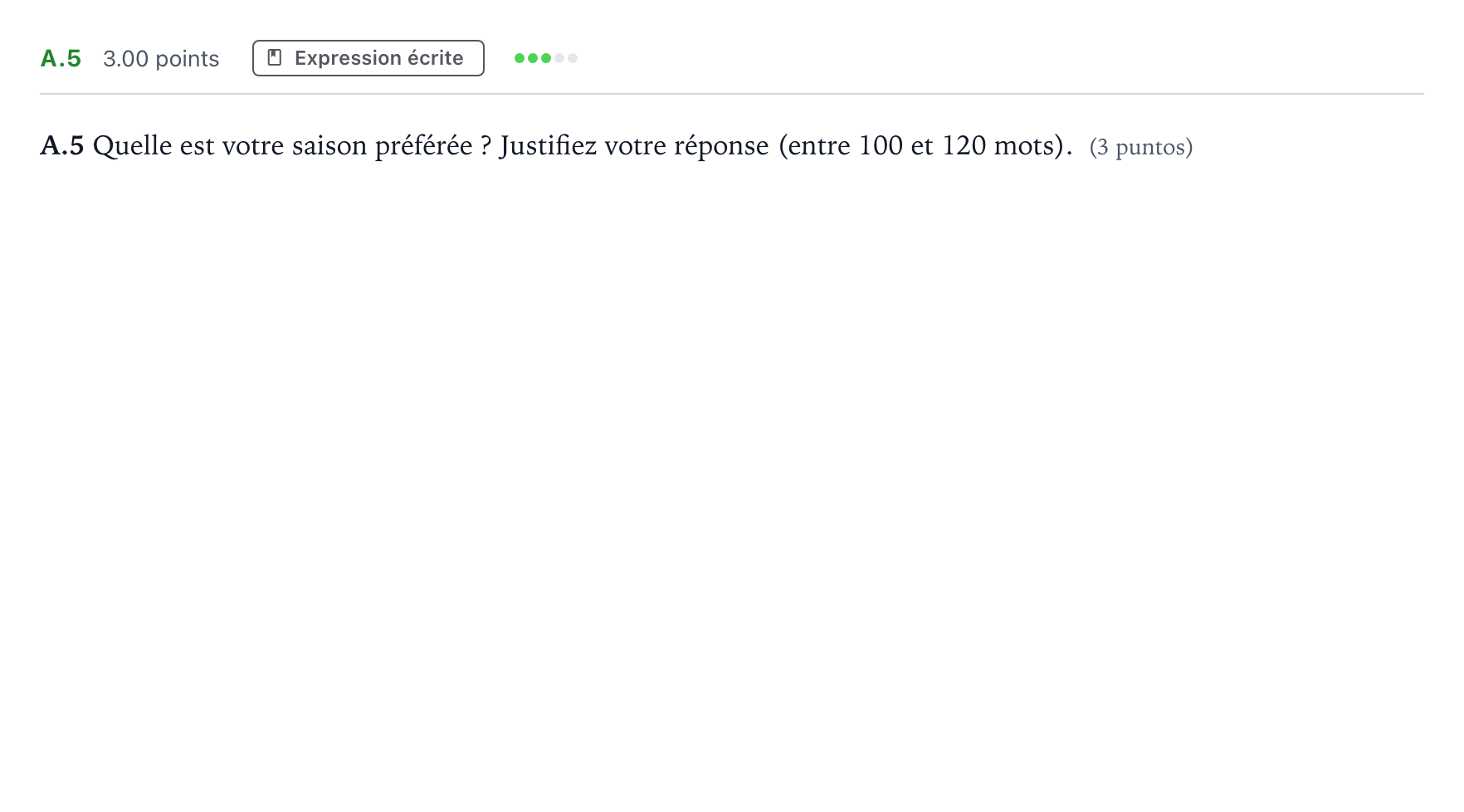 Enunciado: Ejercicio A.5 · Francés PAU Madrid Ordinaria 2023