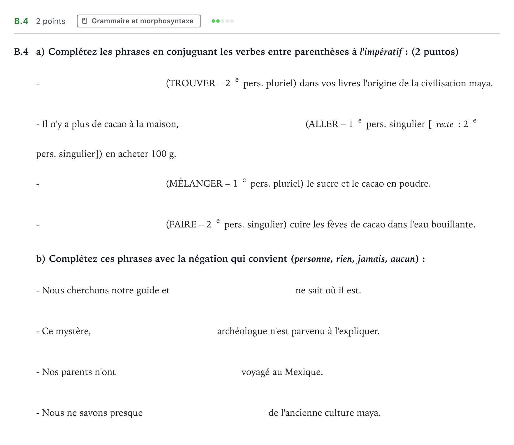 Enunciado: Ejercicio B.4 · Francés PAU Madrid Ordinaria 2023