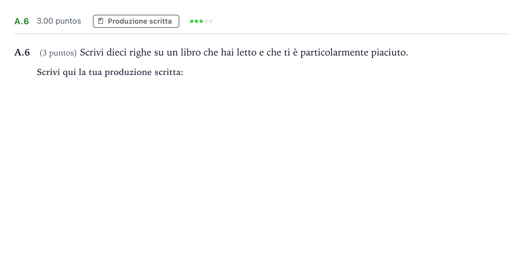 Enunciado: Ejercicio A.6 · Italiano PAU Madrid Ordinaria 2023