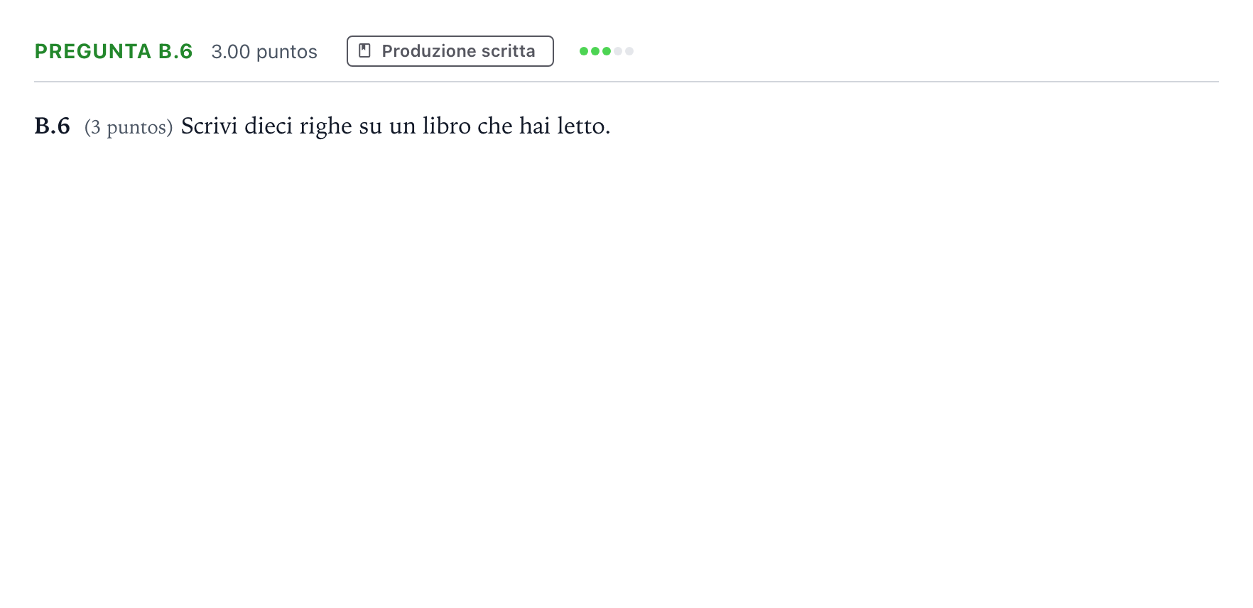 Enunciado: Pregunta B.6 · Italiano PAU Madrid Ordinaria Coincidencias 2023