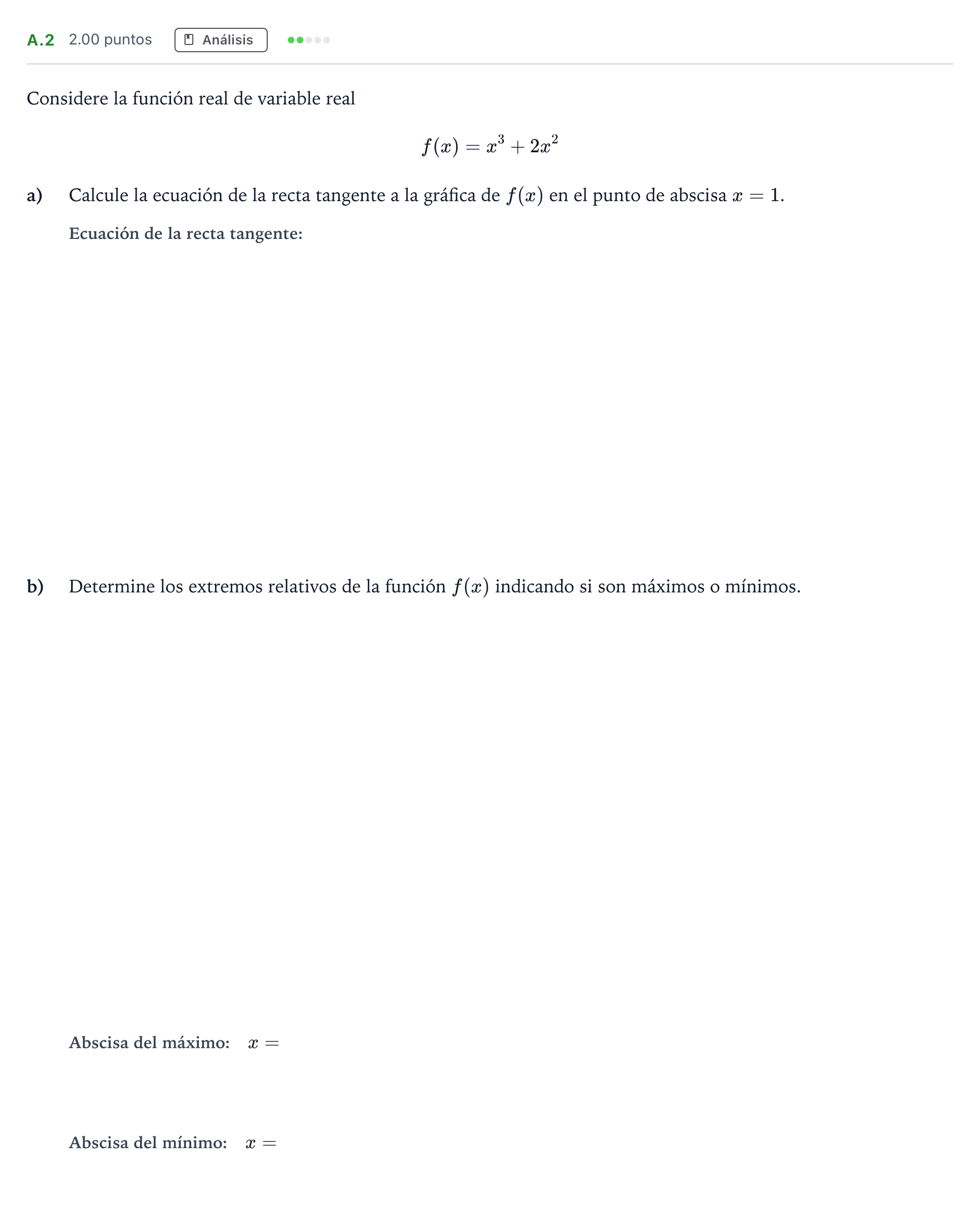 Enunciado: Ejercicio A.2 · Matemáticas aplicadas a las Ciencias Sociales II PAU Madrid Extraordinaria 2023