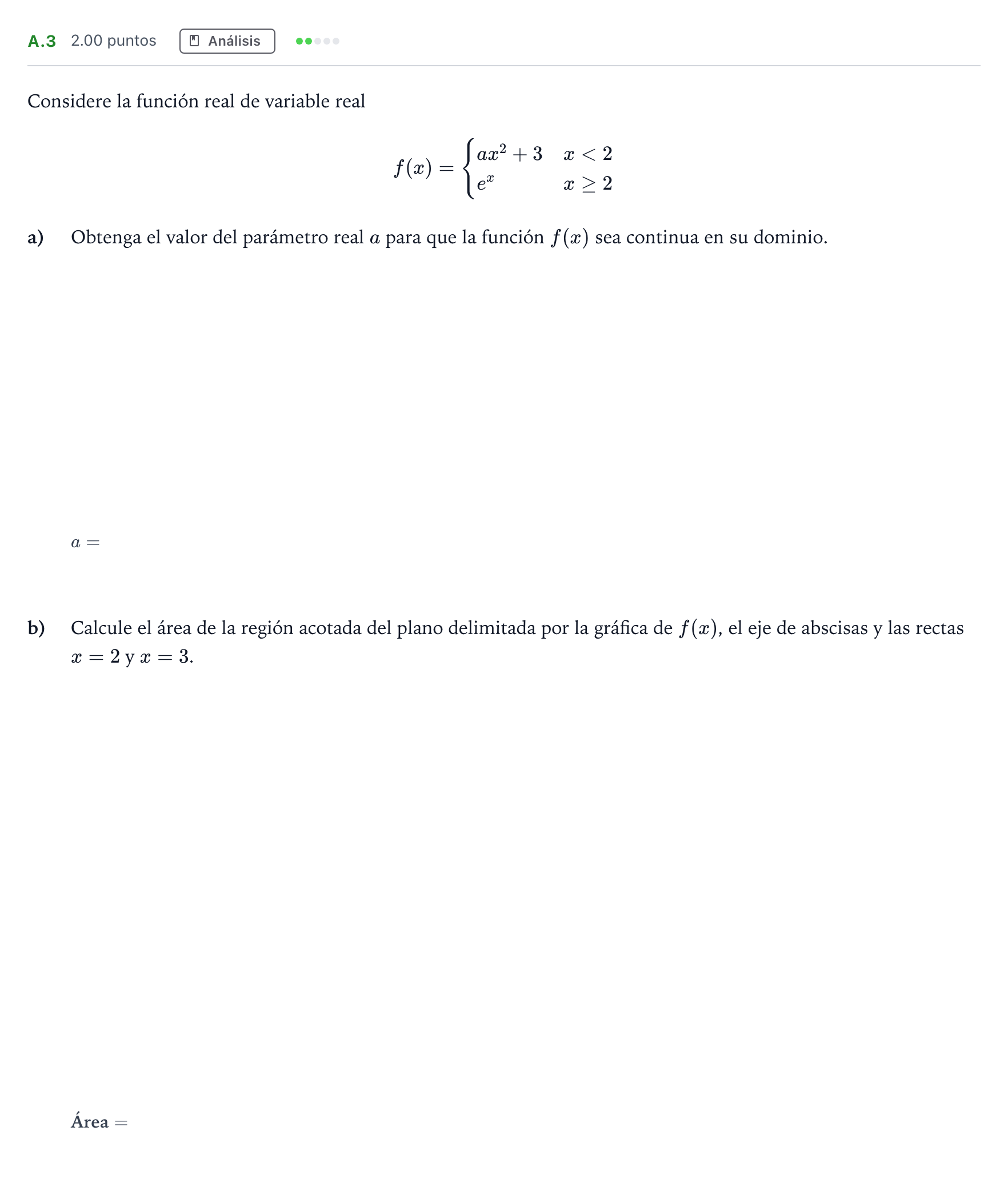Enunciado: Ejercicio A.3 · Matemáticas aplicadas a las Ciencias Sociales II PAU Madrid Extraordinaria 2023