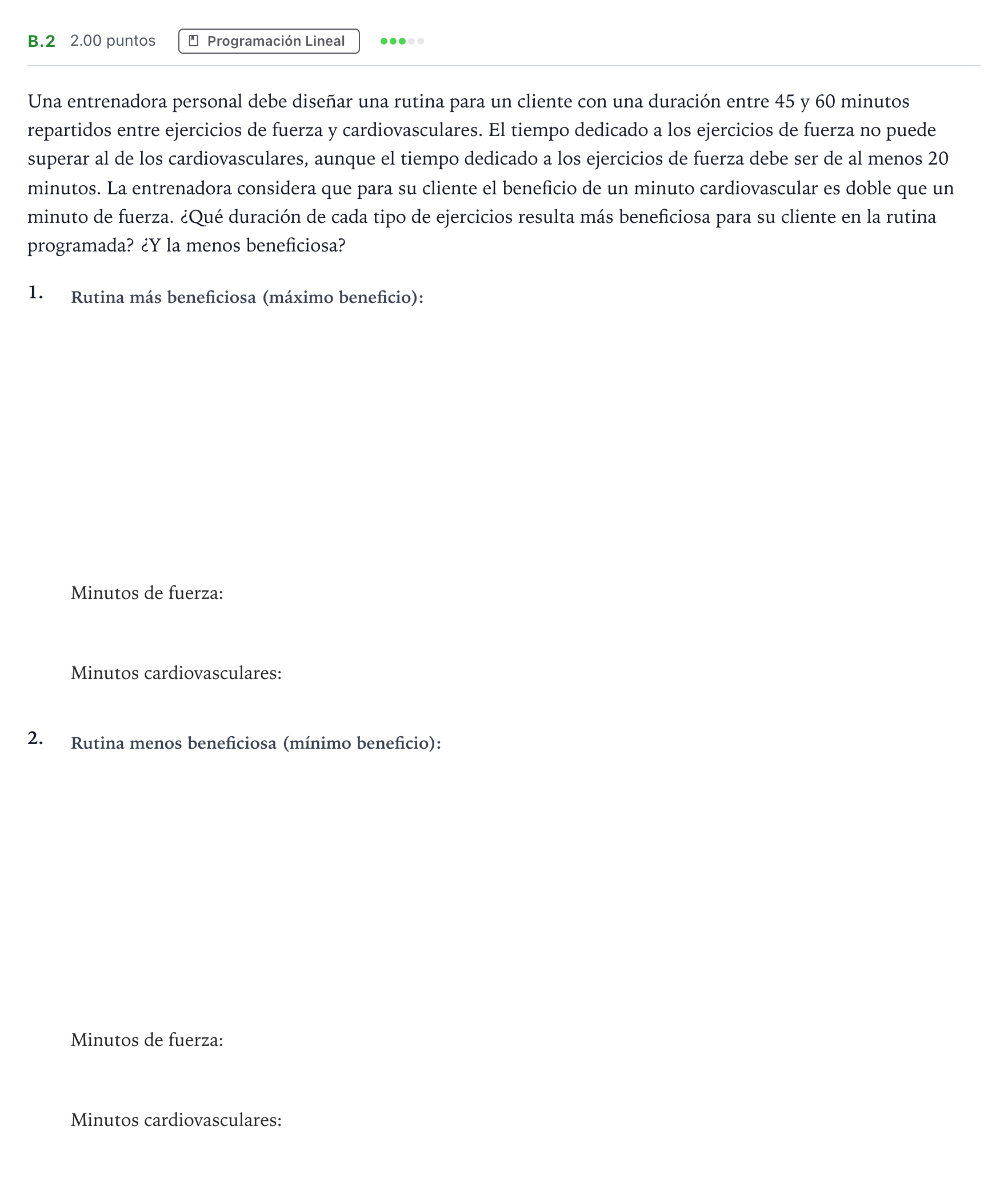Enunciado: Ejercicio B.2 · Matemáticas aplicadas a las Ciencias Sociales II PAU Madrid Extraordinaria 2023