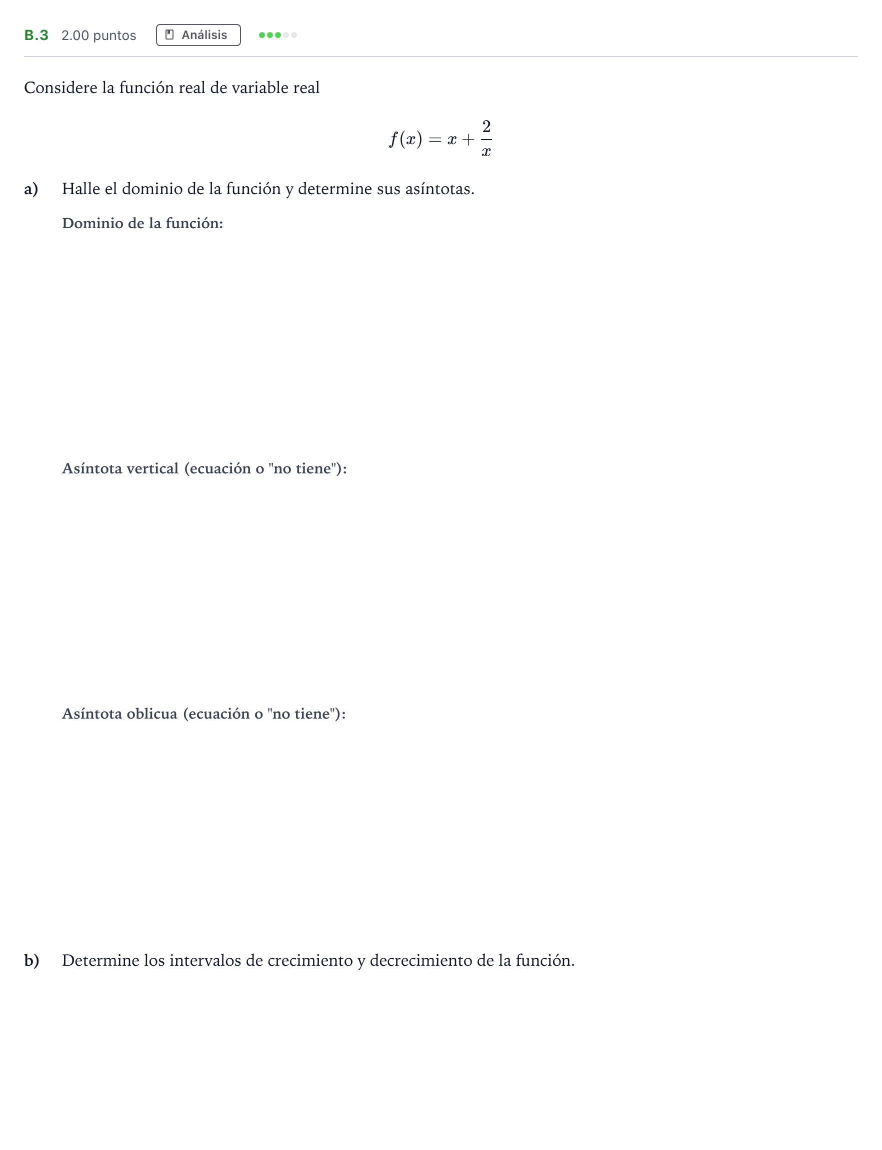 Enunciado: Ejercicio B.3 · Matemáticas aplicadas a las Ciencias Sociales II PAU Madrid Extraordinaria 2023