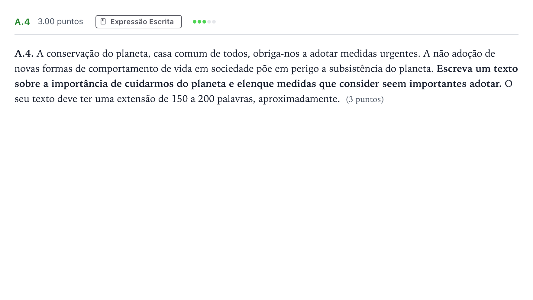 Enunciado: Ejercicio A.4 · Portugués PAU Madrid Modelo 2023