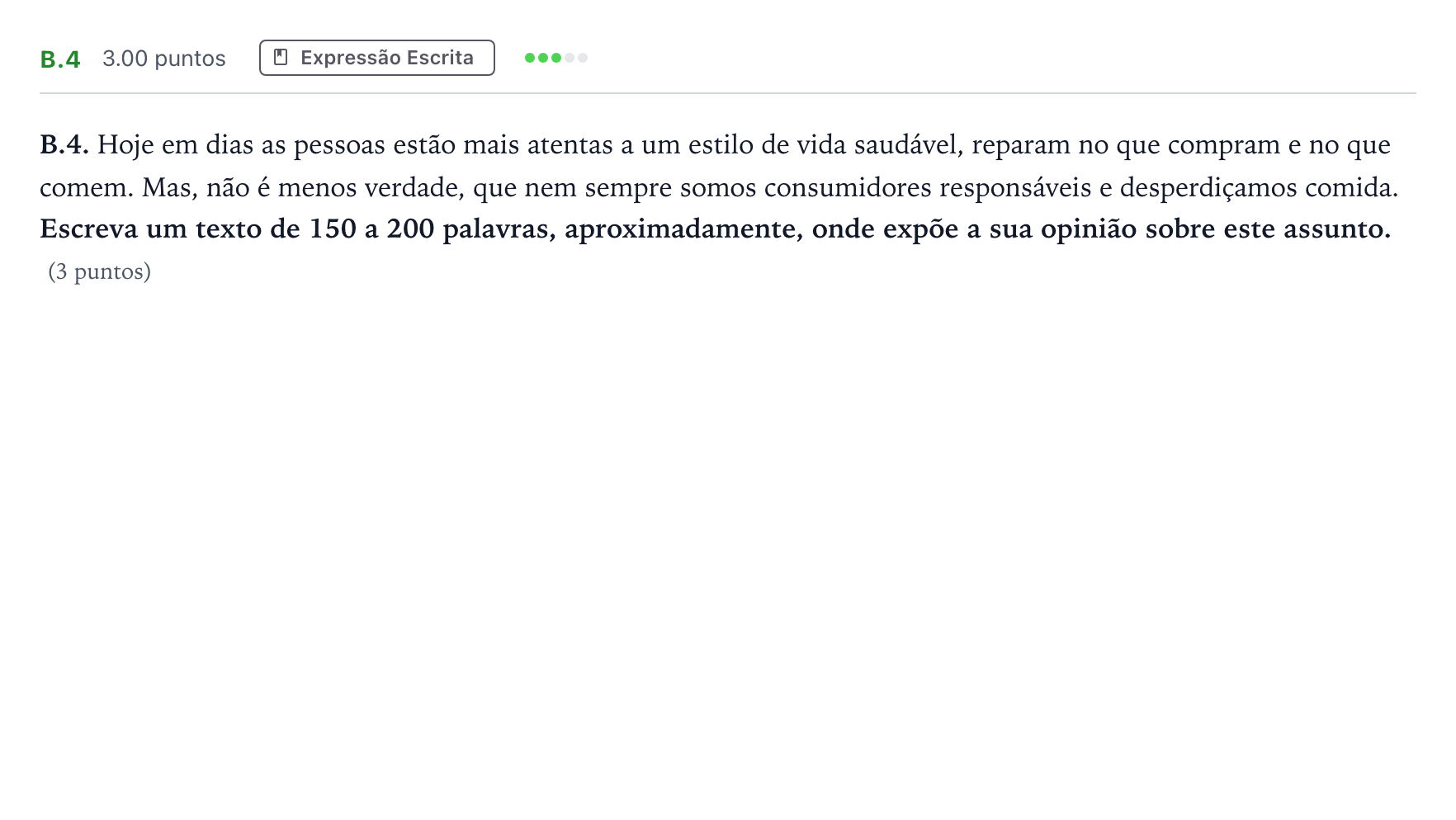 Enunciado: Ejercicio B.4 · Portugués PAU Madrid Modelo 2023