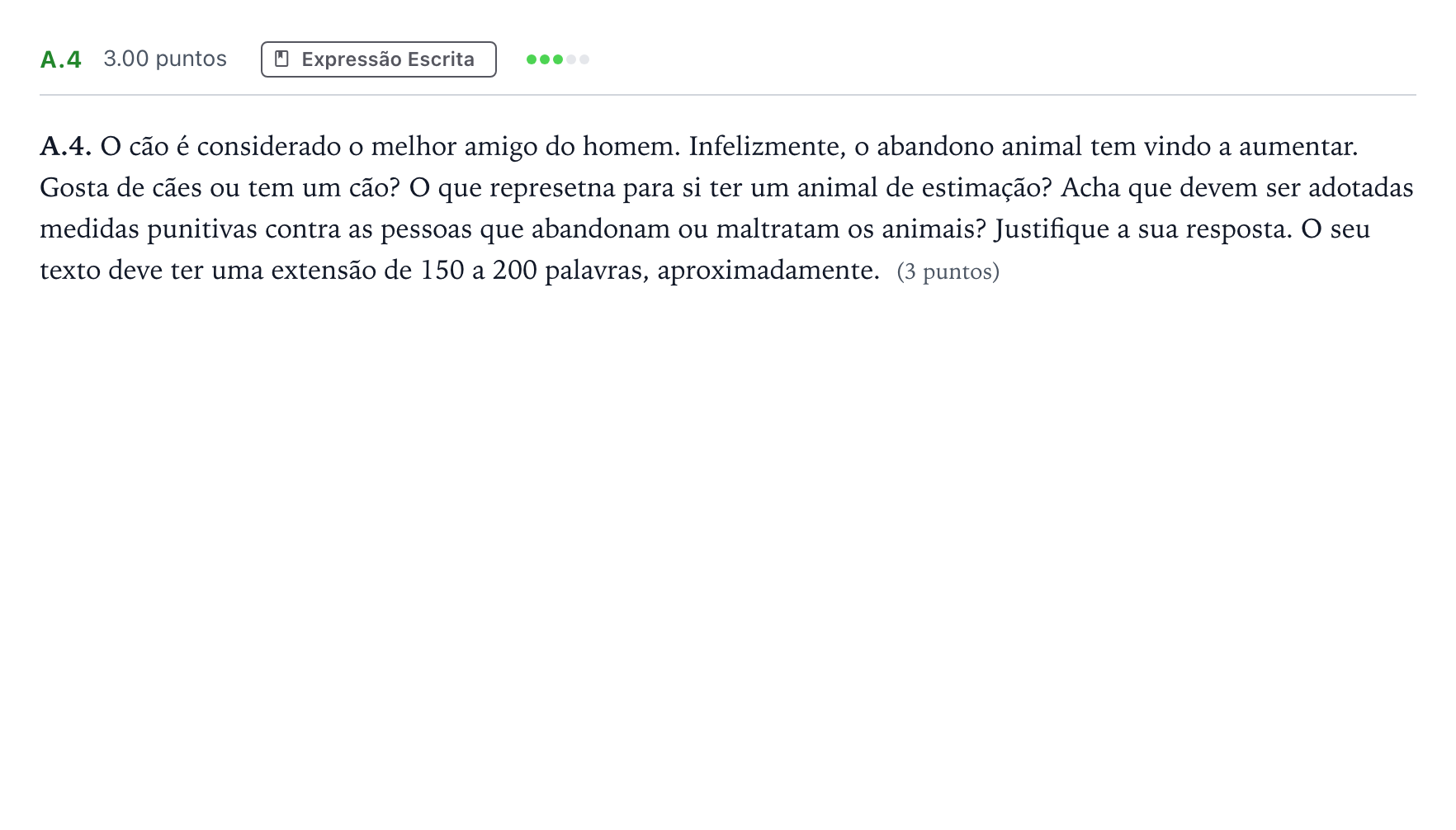 Enunciado: Ejercicio A.4 · Portugués PAU Madrid Ordinaria 2023