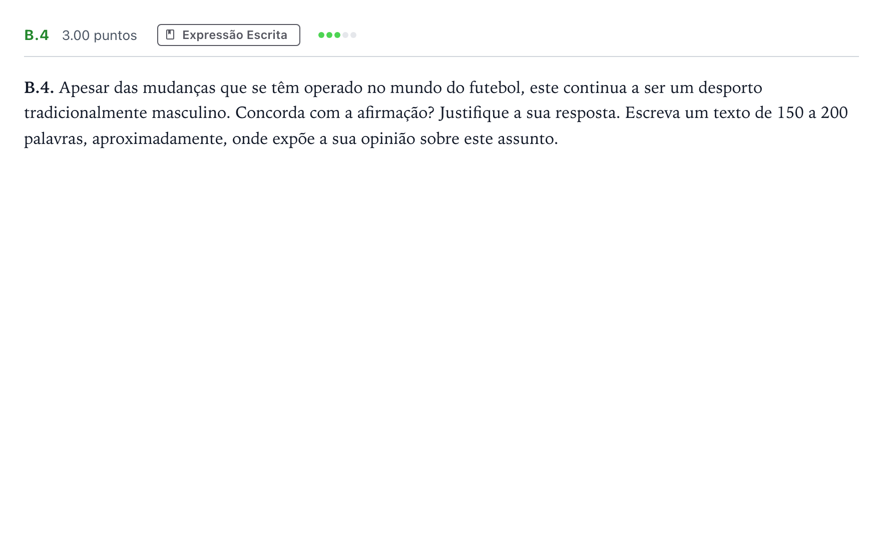 Enunciado: Ejercicio B.4 · Portugués PAU Madrid Ordinaria 2023