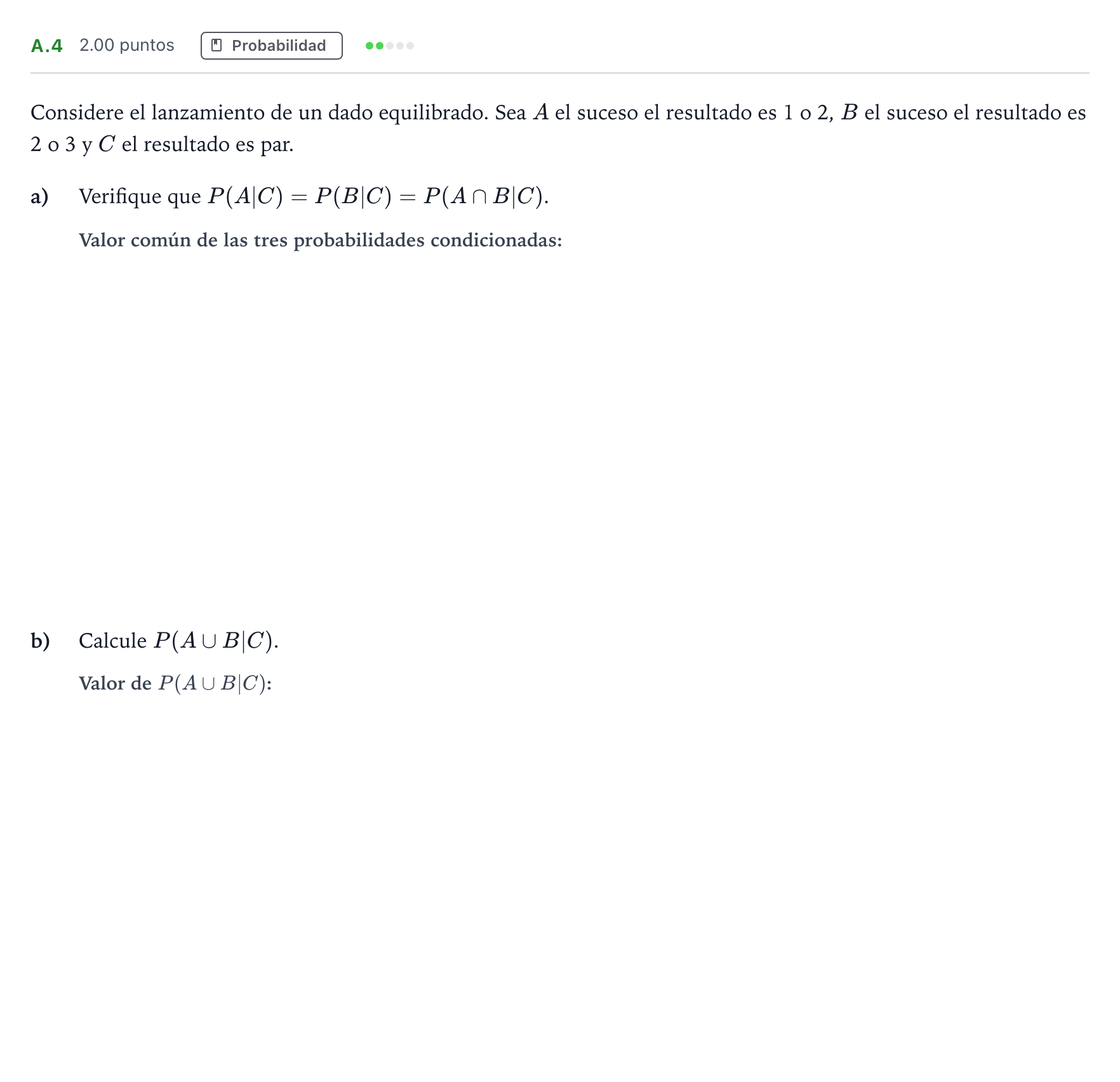 Enunciado: Ejercicio A.4 · Matemáticas aplicadas a las Ciencias Sociales II PAU Madrid Modelo 2023