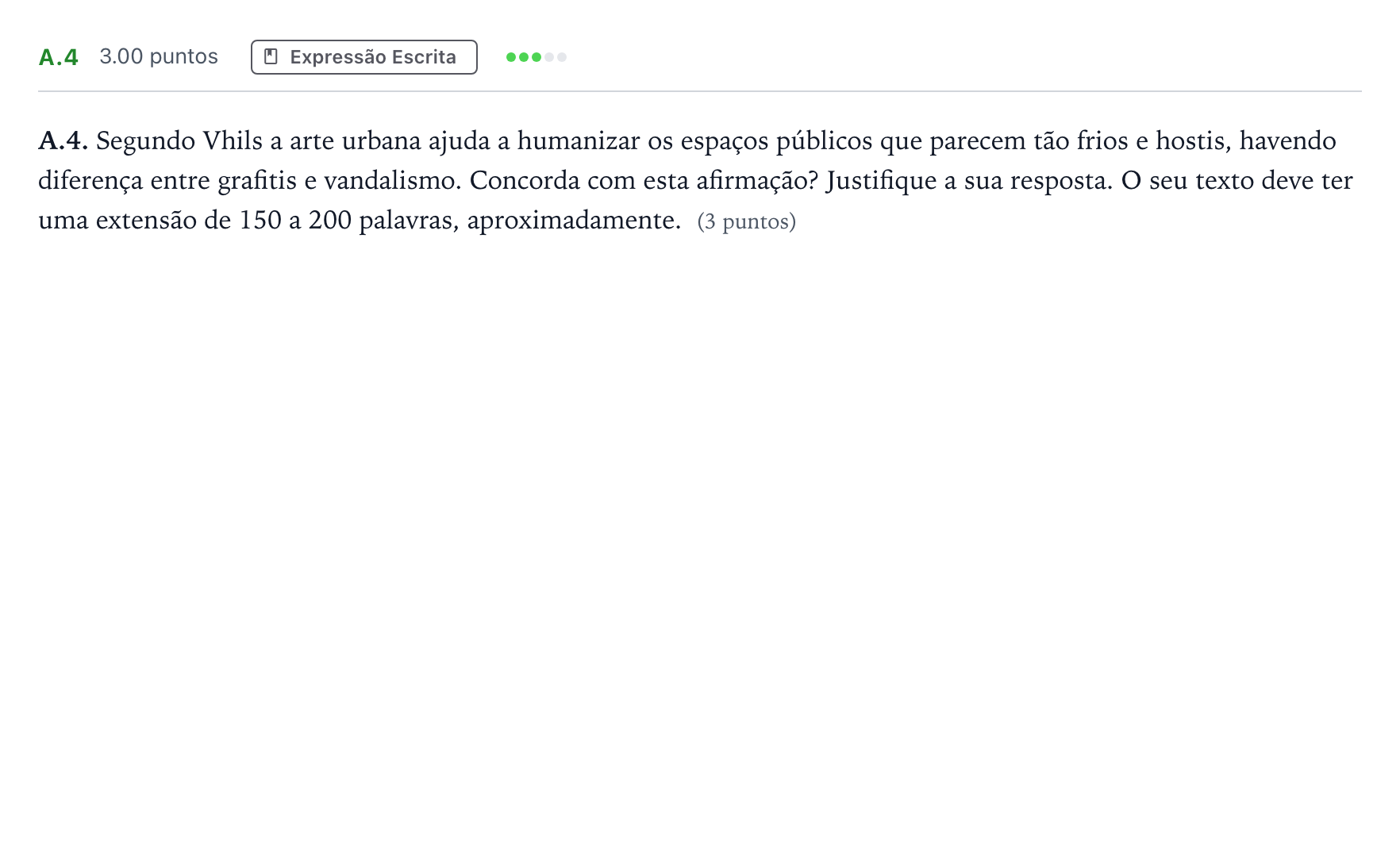 Enunciado: Ejercicio A.4 · Portugués PAU Madrid Ordinaria Coincidencias 2023