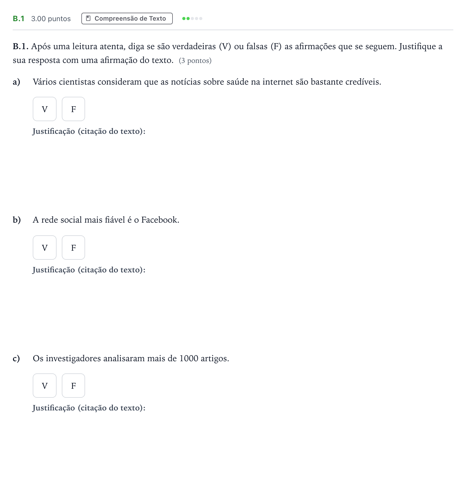 Enunciado: Ejercicio B.1 · Portugués PAU Madrid Ordinaria Coincidencias 2023
